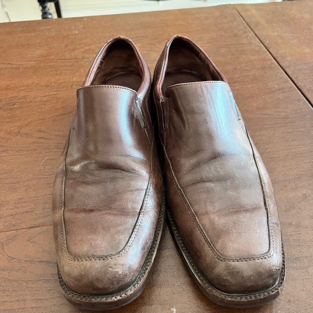 johnston and murphy slip on dress shoes, brown